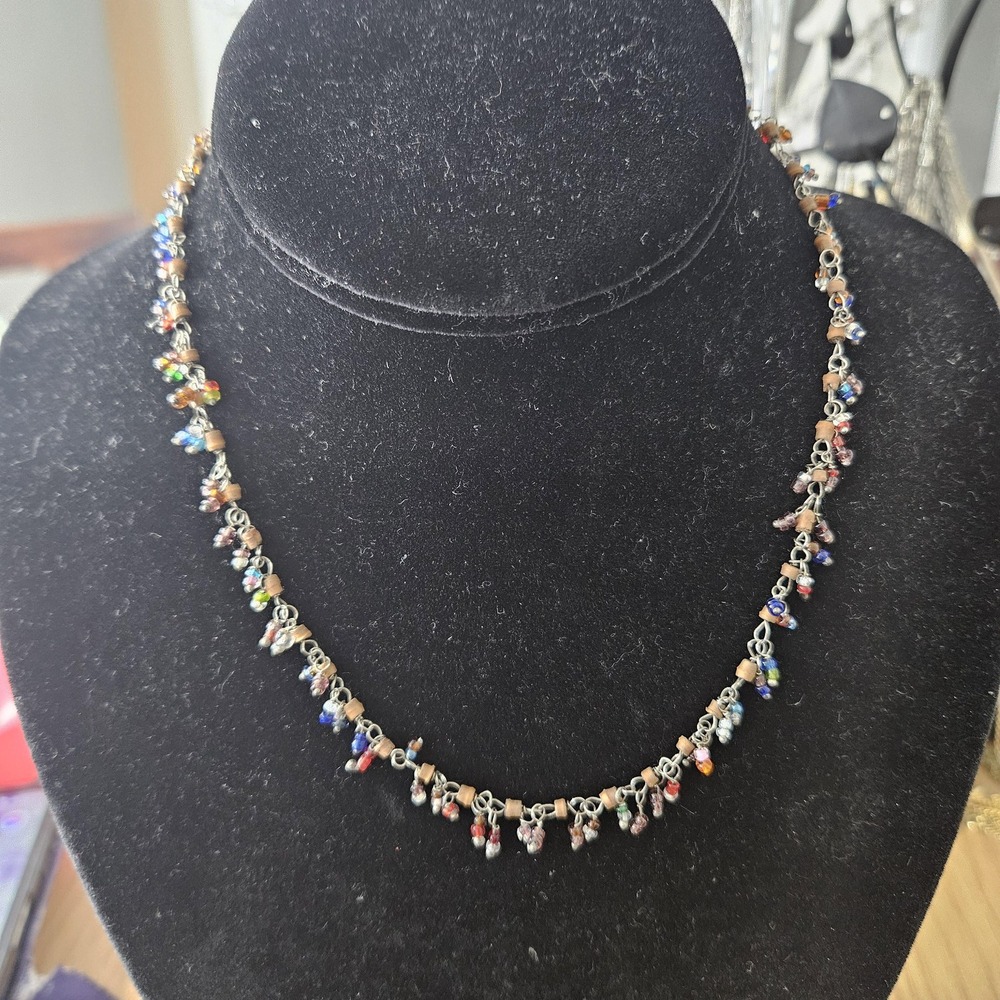 ZAD multi color‎ bead necklace delicate dainty chain